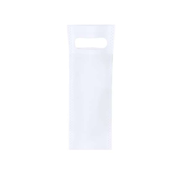 Bolsa de non-woven de 80g/m2. Con asa de acabado termosellado y fuelle redondo en la base.