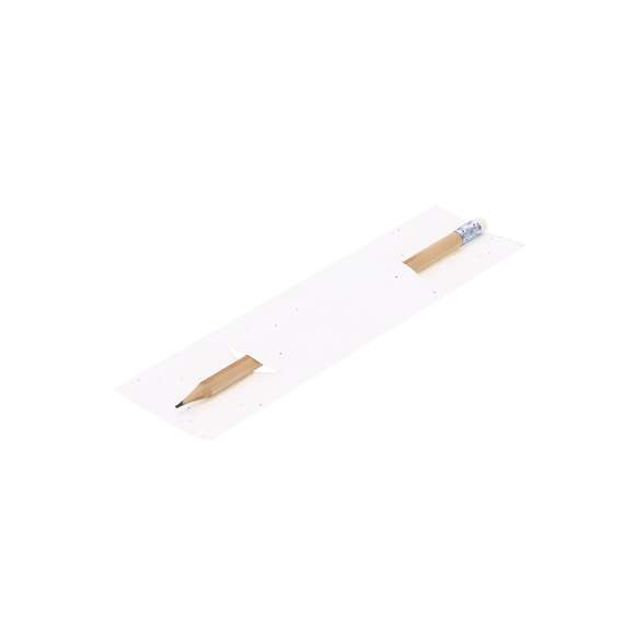 Práctico lápiz cilíndrico presentado en funda de papel con semillas, fabricado en suave madera natural con goma. La funda incluye semillas de petunia, convirtiéndolo en papel plantable al final de su vida útil. Incluye instrucciones de plantado en la cubierta trasera.