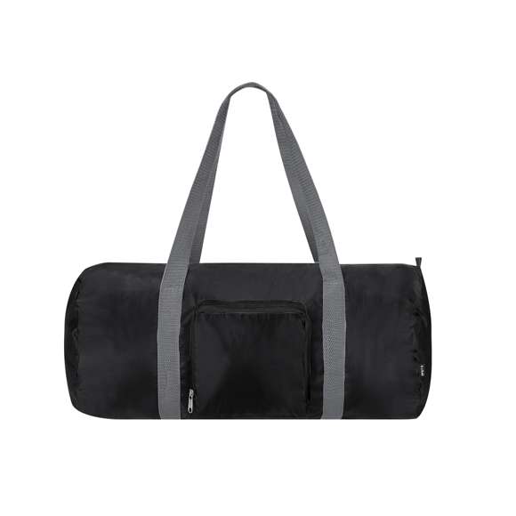 Bolso plegable fabricado en 290T RPET. Con cierre de cremallera y accesorios en colores gris y negro. Incluye mosquetón para un fácil transporte. Incluye etiqueta RPET.El material RPET se elabora a partir de plástico reciclado, para así fomentar la reutilización de residuos plásticos y ayudar a la sostenibilidad del planeta.