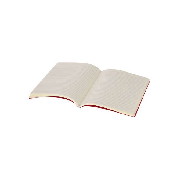 Libreta fabricada en cartón reciclado, con detalle cosido a juego en el lomo. Incluye 60 hojas en color crema a una raya.