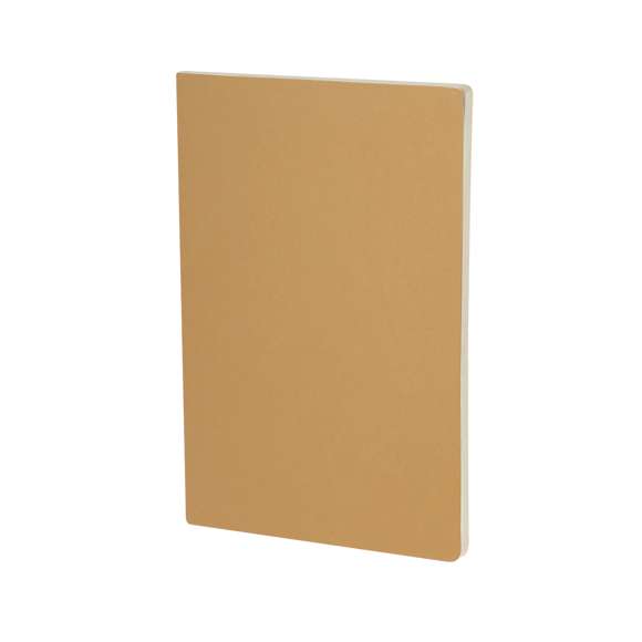 Libreta fabricada en cartón reciclado, con detalle cosido a juego en el lomo. Incluye 60 hojas en color crema a una raya.