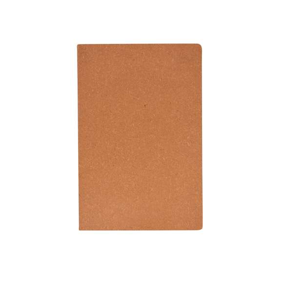 Libreta fabricada en PU reciclado, con detalle cosido a juego en el lomo. Incluye 60 hojas en color crema a una raya.
