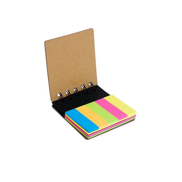 Bloc de notas de corcho con notas adhesivas. Incluye: 75 notas adhesivas grandes y 125 mini notas adhesivas  en variados colores.Elaborado con elementos vegetales para así fomentar la utilización de materias primas naturales y reducir las emisiones contaminantes.