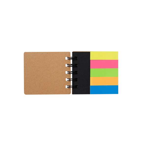 Bloc de notas de corcho con notas adhesivas. Incluye: 75 notas adhesivas grandes y 125 mini notas adhesivas  en variados colores.Elaborado con elementos vegetales para así fomentar la utilización de materias primas naturales y reducir las emisiones contaminantes.