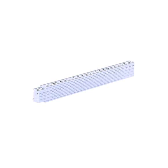 Regla plegable de 2 metros en resistente fibra de vidrio. Con escala en centímetros de color negro visible por ambas caras. Con posiciones posiciones ajustables a 90º, 180º y 270º para mayor versatilidad.
