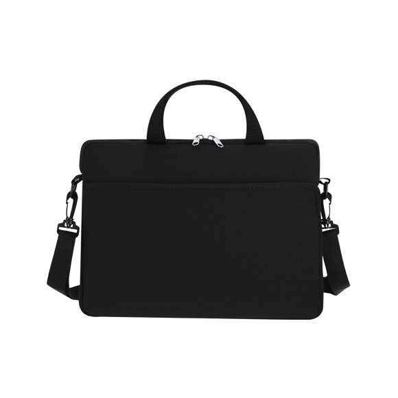 Funda para ordenador portátil confeccionada en soft shell, con compartimento principal acolchado para dispositivos de hasta 14 pulgadas. Diseñada con cierre de cremallera de doble tirador y un práctico bolsillo exterior de acceso rápido. Fácil de transportar gracias a sus asas de mano, cinta para hombro ajustable y cinta trasera para trolley.