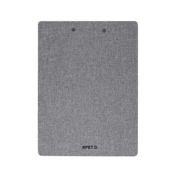 Excelente organizador en suave poliéster RPET 300D tamaño A4. Con resistente pinza para documentación y práctico gancho porta bolígrafos. Con distintivo de RPET en el reverso. El material RPET se elabora a partir de plástico reciclado, para así fomentar la reutilización de residuos plásticos y ayudar a la sostenibilidad del planeta.