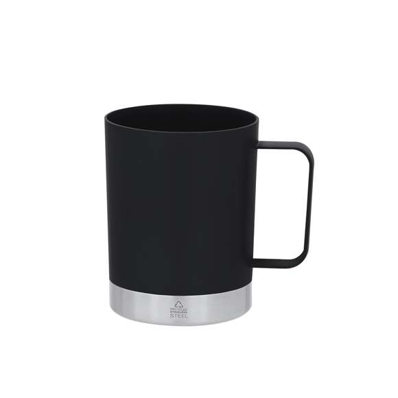 Taza de PP reciclado, combinado con base de acero inoxidable reciclado. Con 400 ml de capacidad.Con certificación Food Grade, garantizando la seguridad cuando los alimentos entran en contacto con el material usado para fabricar el producto. Con distintivo de Acero Inox Reciclado.El PP reciclado es un plástico reciclado y altamente reciclable, de gran resistencia y apto para multitud de aplicaciones.El acero es uno de los materiales más demandados y que puede encontrarse casi en todas partes, desde productos de uso diario a grandes construcciones. Con innumerables propiedades, entre las que cabe destacar la durabilidad y su alto grado de reutilización, convirtiéndolo en una alternativa muy valorada en soluciones de sostenibilidad. Debidamente tratado, permite obtener nuevos recursos de infinita utilización.