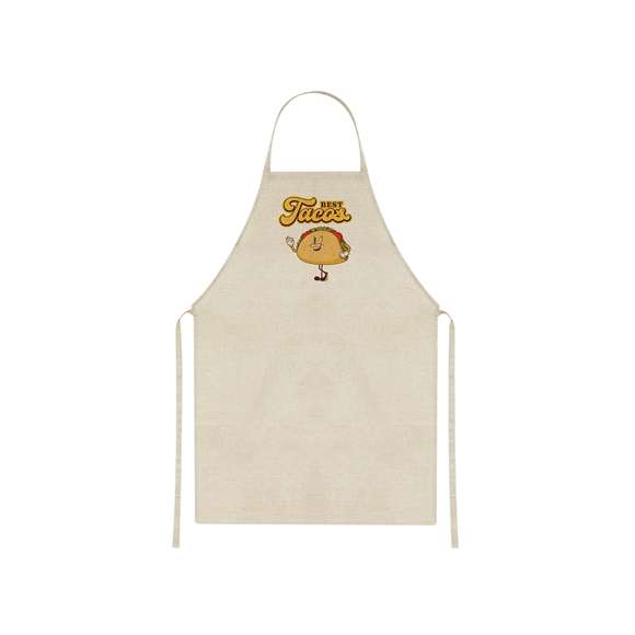 Delantal fabricado en suave y resistente poliéster, ideal para personalización mediante impresión por sublimación.