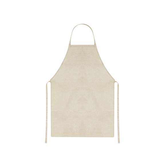 Delantal fabricado en suave y resistente poliéster, ideal para personalización mediante impresión por sublimación.