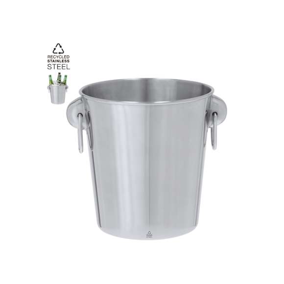 Cubitera de Acero Inox Reciclado con 4L de capacidad . Incluye distintivo Acero Inox Reciclado.El acero es uno de los materiales más demandados y que puede encontrarse casi en todas partes, desde productos de uso diario a grandes construcciones. Con innumerables propiedades, entre las que cabe destacar la durabilidad y su alto grado de reutilización, convirtiéndolo en una alternativa muy valorada en soluciones de sostenibilidad. Debidamente tratado, permite obtener nuevos recursos de infinita utilización.
