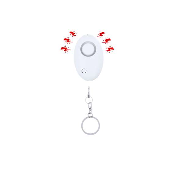 Alarma Personal con linterna LED, equipada con un potente timbre de volumen  para alertar de emergencias. Con sencilla activación mediante un sistema de tirado de la anilla que activa la alarma de inmediato. Incorpora una linterna LED, ideal para proporcionar iluminación en condiciones de baja visibilidad. Incluye un mosquetón y una anilla metálica para facilitar su sujeción a bolsos, mochilas o llaveros, etc. Funcionamiento a pilas de botón (incluidas).