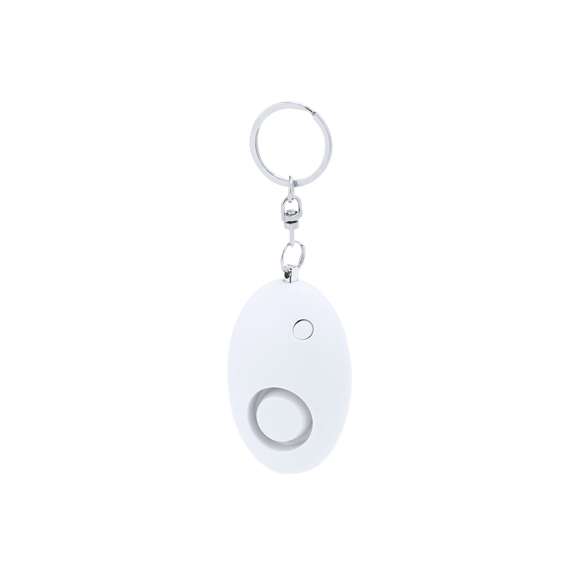 Alarma Personal con linterna LED, equipada con un potente timbre de volumen  para alertar de emergencias. Con sencilla activación mediante un sistema de tirado de la anilla que activa la alarma de inmediato. Incorpora una linterna LED, ideal para proporcionar iluminación en condiciones de baja visibilidad. Incluye un mosquetón y una anilla metálica para facilitar su sujeción a bolsos, mochilas o llaveros, etc. Funcionamiento a pilas de botón (incluidas).