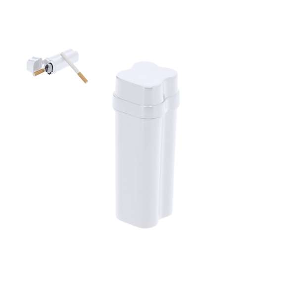 Práctico estuche para tabaco de diseño compacto, ideal para transporte. Capacidad para dos cigarros y un mechero. Con tapadera con bisagra.