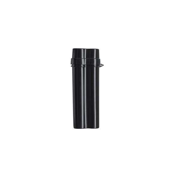 Práctico estuche para tabaco de diseño compacto, ideal para transporte. Capacidad para dos cigarros y un mechero. Con tapadera con bisagra.