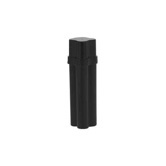 Práctico estuche para tabaco de diseño compacto y longitud especial, ideal para transporte. Capacidad para dos cigarros y un mechero. Con tapadera con bisagra.