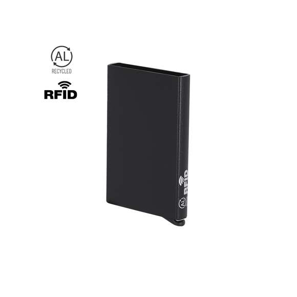 Tarjetero fabricado en Aluminio Reciclado. Capacidad hasta 10 tarjetas, con ingenioso mecanismo desliza y extrae de acceso a las tarjetas. Tecnología de seguridad RFID (Identificación por Radio Frecuencia) que mantiene seguros tus dispositivos de transmisión de identidad. Distintivos RFID y Aluminio Reciclado.El Aluminio Reciclado es un material con posibilidades de reciclaje casi infinitas, sin perder sus propiedades originales y consumiendo menos energía en este proceso.Certificación GRS (Global Recycled Standard / Estándar de Reciclaje Global), que garantiza el origen reciclado del material usado para fabricar el producto.