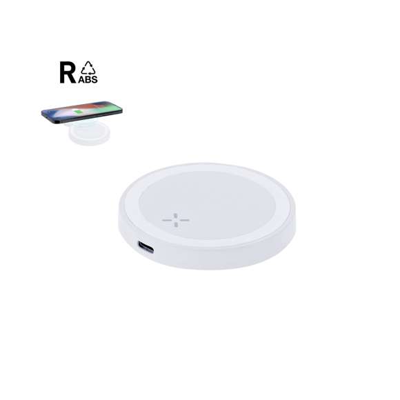 Cargador inalámbrico 15W de ABS reciclado (RAB)S. Compatible con dispositivos equipados con tecnología de carga inalámbrica Qi. Base antideslizante, con cable cargador Tipo C incluido.El RABS es un plástico altamente reciclable de gran resistencia y con multitud de aplicaciones que lo convierten en una solución eco-friendly. Con certificación RCS, que garantiza el origen reciclado del mismo.Fabricado conforme a los estándares RoHS y en cumplimiento con los siguientes requisitos de seguridad:Sistema de protección contra sobrecalentamiento.Sistema de protección contra sobrecarga.Sistema de bloqueo para evitar cortocircuitos.
