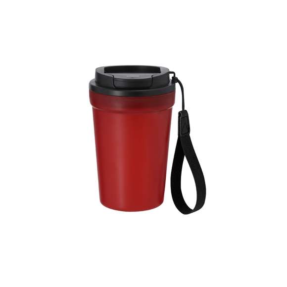 Vaso de 360 ml de capacidad fabricado en resistente PP Reciclado. Cuerpo en acabado frosted translúcido. Tapa hermética en color negro con dosificador de fácil apertura, libre de BPA, con cierre a rosca e incluye una práctica asa de transporte en poliéster. Con certificación Food Grade, garantizando la seguridad cuando los alimentos entran en contacto con el material usado para fabricar el producto. El PP reciclado es un plástico reciclado y altamente reciclable, de gran resistencia y apto para multitud de aplicaciones.