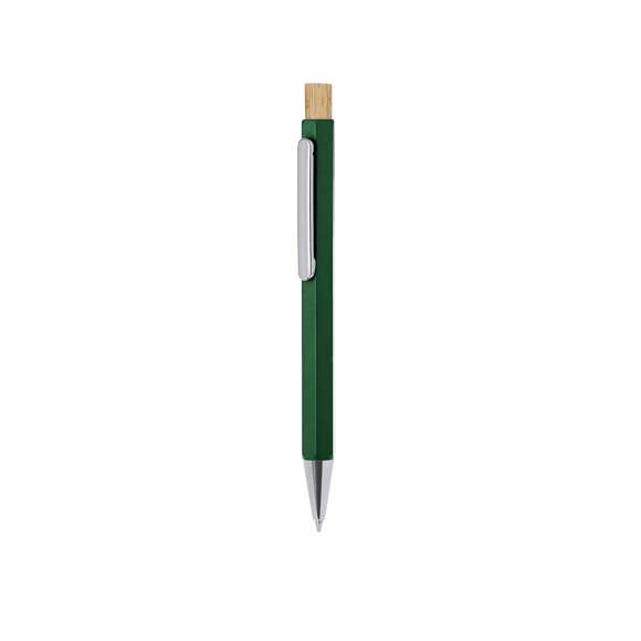 Elegante bolígrafo fabricado en Aluminio Reciclado. Cuerpo en distinguida forma hexagonal, con clip y punta cromadas. De mecanismo pulsador fabricado en bambú y de tinta azul. Con distinguido logo de Aluminio Reciclado marcado en la caña.El Aluminio Reciclado es un material con posibilidades de reciclaje casi infinitas, sin perder sus propiedades originales y consumiendo menos energía en este proceso.Certificación GRS (Global Recycled Standard / Estándar de Reciclaje Global), que garantiza el origen reciclado del material usado para fabricar el producto.Materiales como el bambú fomentan la utilización de materias primas naturales, reduciendo las emisiones contaminantes. Proviene de una planta de gran resistencia y versatilidad, con crecimiento y regeneración rápidos, siendo una excelente alternativa al uso de madera tradicional.