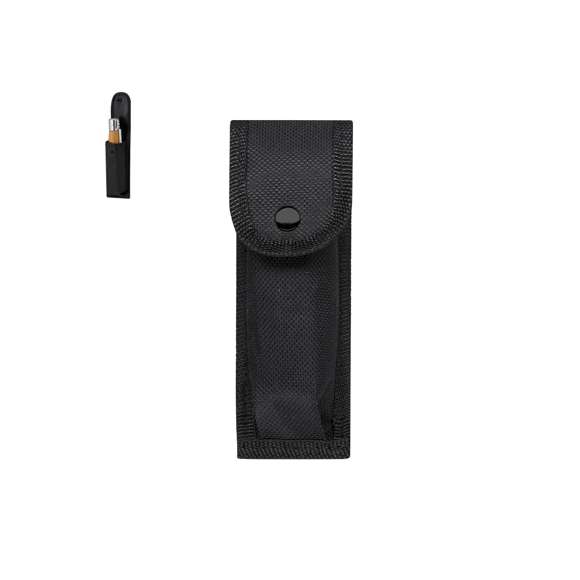 Práctica funda de poliéster para todo tipo de navajas de mano. Incluye cierre de solapa con cierre de clip y agarre para cinturón.