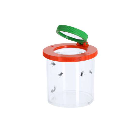 Bote lupa fabricado en resistente ABS. Con lente de aumento de 3X y lente abatible adicional de 6X en tapadera. Incluye cuadrícula escalada de 0,5x0,5cm en el fondo para mediciones precisas.