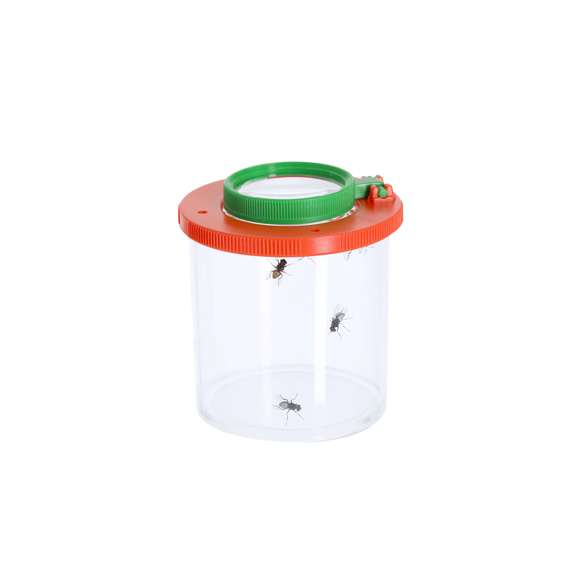 Bote lupa fabricado en resistente ABS. Con lente de aumento de 3X y lente abatible adicional de 6X en tapadera. Incluye cuadrícula escalada de 0,5x0,5cm en el fondo para mediciones precisas.