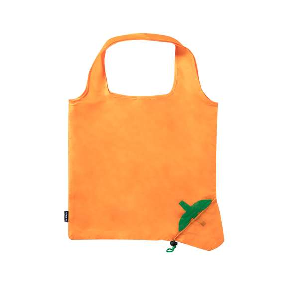 Bolsa plegable en RPET 190T con diseños de frutas. Incluye accesorio de ajuste para fácil plegado y distintivo RPET. Con una resistencia de hasta 7 kg de peso.El material RPET se elabora a partir de plástico reciclado, para así fomentar la reutilización de residuos plásticos y ayudar a la sostenibilidad del planeta.