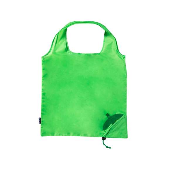Bolsa plegable en RPET 190T con diseños de frutas. Incluye accesorio de ajuste para fácil plegado y distintivo RPET. Con una resistencia de hasta 7 kg de peso.El material RPET se elabora a partir de plástico reciclado, para así fomentar la reutilización de residuos plásticos y ayudar a la sostenibilidad del planeta.