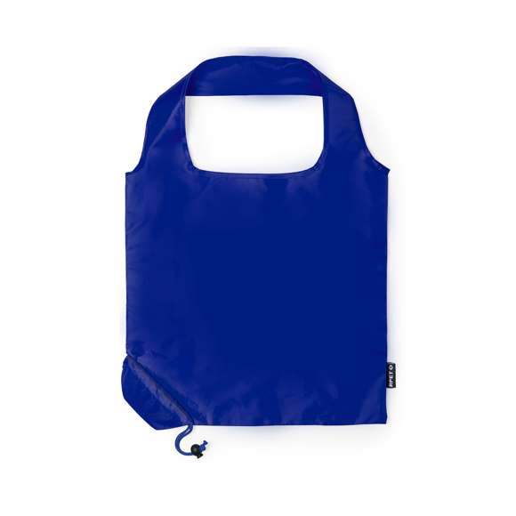 Bolsa plegable en RPET 190T. Incluye accesorio de ajuste para fácil plegado y distintivo RPET. Con una resistencia de hasta 7 kg de peso.El material RPET se elabora a partir de plástico reciclado, para así fomentar la reutilización de residuos plásticos y ayudar a la sostenibilidad del planeta.