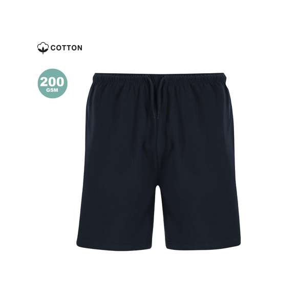 Pantalón corto unisex en algodón de punto liso. Con dos bolsillos laterales y cinturilla elástica con cordón ajustable a tono.