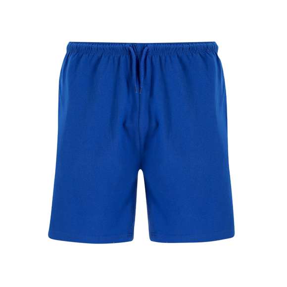 Pantalón corto unisex en algodón de punto liso. Con dos bolsillos laterales y cinturilla elástica con cordón ajustable a tono.