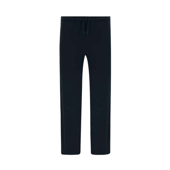Pantalón largo unisex de corte recto. Con dos bolsillos laterales con cremallera. Cinturilla elástica con cordón ajustable a tono. Con interior perchado que aporta suavidad y calidez. Doble pespunte en los bajos.