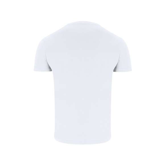 Camiseta de manga corta unisex confeccionada en algodón de punto liso de 170 g/m2. Con cuello redondo de 4 capas en canalé 1x1. Cuenta con costuras laterales y cubre costuras de hombro a hombro.