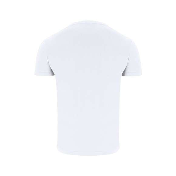 Camiseta tubular de manga corta unisex confeccionada en algodón de punto liso de 190 g/m2. Con cuello redondo en canalé 1x1 con elastano y cubrecosturas.