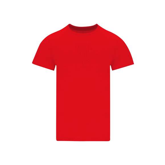Camiseta tubular de manga corta unisex confeccionada en algodón de punto liso de 190 g/m2. Con cuello redondo en canalé 1x1 con elastano y cubrecosturas.