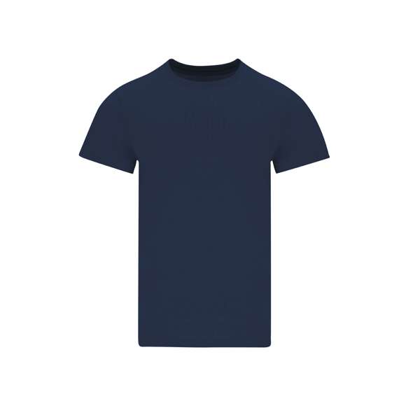 Camiseta tubular de manga corta unisex confeccionada en algodón de punto liso de 190 g/m2. Con cuello redondo en canalé 1x1 con elastano y cubrecosturas.