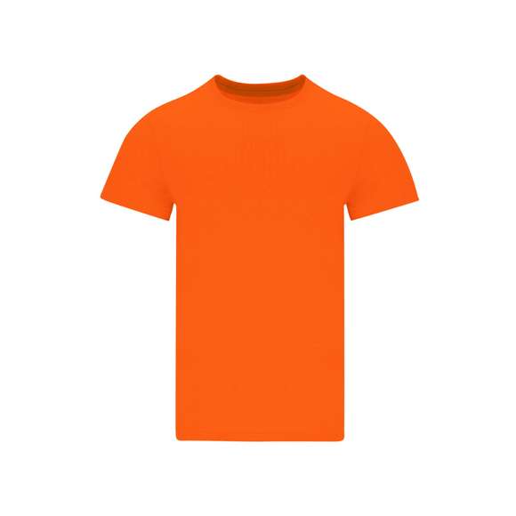Camiseta tubular de manga corta unisex confeccionada en algodón de punto liso de 190 g/m2. Con cuello redondo en canalé 1x1 con elastano y cubrecosturas.