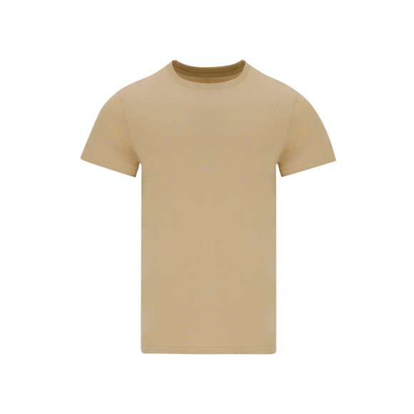 Camiseta tubular de manga corta unisex confeccionada en algodón de punto liso de 190 g/m2. Con cuello redondo en canalé 1x1 con elastano y cubrecosturas.