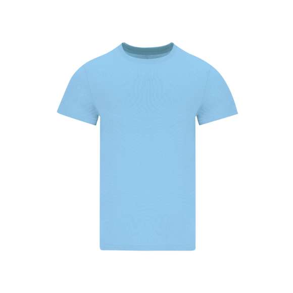 Camiseta tubular de manga corta unisex confeccionada en algodón de punto liso de 190 g/m2. Con cuello redondo en canalé 1x1 con elastano y cubrecosturas.