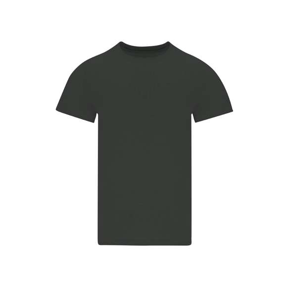 Camiseta tubular de manga corta unisex confeccionada en algodón de punto liso de 190 g/m2. Con cuello redondo en canalé 1x1 con elastano y cubrecosturas.