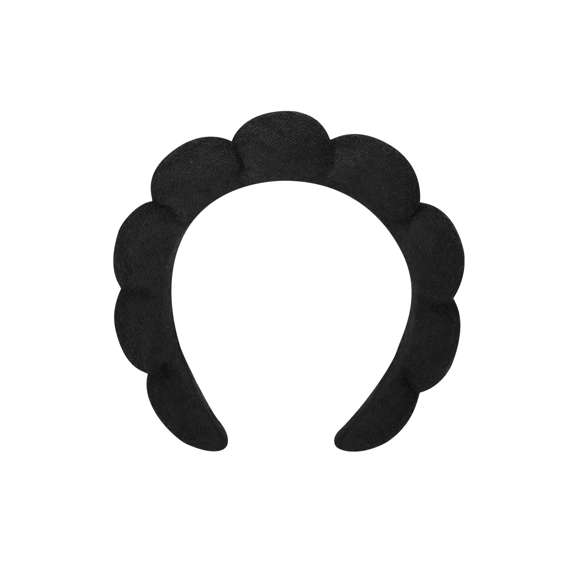 Diadema para el cabello, confeccionada en suave poliéster y recubierta de esponjas para mayor comodidad. Diseñada con tejido de rizos, ideal para facilitar la rutina de lavado facial.