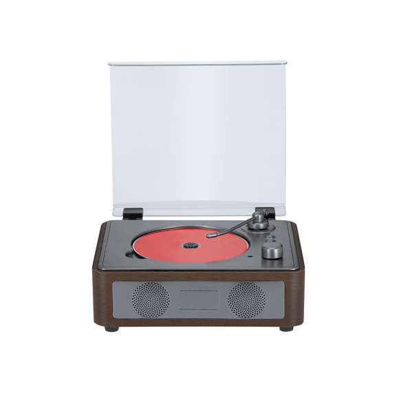 Reproductor de CD con diseño retro, fabricado en madera, que permite disfrutar de la música mientras el disco gira bajo su cubierta de acrílico transparente. Equipado con una batería de 2000 mAh, dos altavoces integrados, conexión Bluetooth 5.3, y entradas USB, Tipo C y para auriculares. Ofrece un manejo intuitivo con controles para volumen, reproducción, cambio de pistas y botón de play/pausa, disponibles tanto en el dispositivo como en su mando a distancia. Instrucciones de uso disponibles en castellano e inglés.