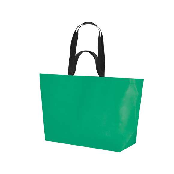 Bolsa fabricada en pp-woven laminado de gran capacidad. Con doble asas, cortas de 44x3cm y largas de 77x3cm reforzadas con costura en X y resistencia de hasta 10kg