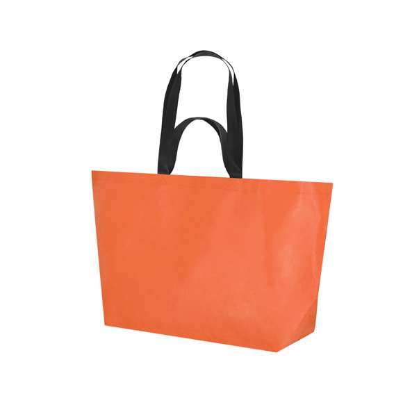Bolsa fabricada en pp-woven laminado de gran capacidad. Con doble asas, cortas de 44x3cm y largas de 77x3cm reforzadas con costura en X y resistencia de hasta 10kg