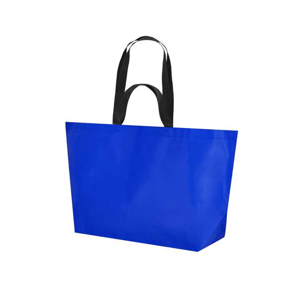Bolsa fabricada en pp-woven laminado de gran capacidad. Con doble asas, cortas de 44x3cm y largas de 77x3cm reforzadas con costura en X y resistencia de hasta 10kg