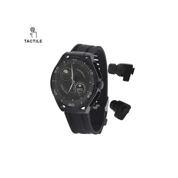 Reloj inteligente con conexión Bluetooth y auriculares integrados, con diseño sport de esfera redonda. Pantalla táctil IPS de 1,53" con resolución nítida. Incluye correas ajustables de tpu, sensores avanzados y batería de larga duración para un rendimiento óptimo. Compatible con iOS y Android, ideal para llamadas, música y monitoreo diario. Adaptado a tu ritmo y necesidades, con función de deporte, medidor de pulsaciones, distancia, pasos y calorías.  Disponible manual de instrucciones en español e inglés.