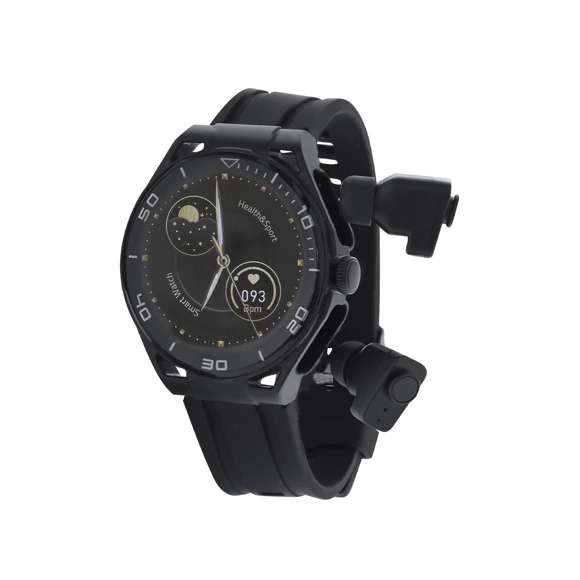 Reloj inteligente con conexión Bluetooth y auriculares integrados, con diseño sport de esfera redonda. Pantalla táctil IPS de 1,53" con resolución nítida. Incluye correas ajustables de tpu, sensores avanzados y batería de larga duración para un rendimiento óptimo. Compatible con iOS y Android, ideal para llamadas, música y monitoreo diario. Adaptado a tu ritmo y necesidades, con función de deporte, medidor de pulsaciones, distancia, pasos y calorías.  Disponible manual de instrucciones en español e inglés.