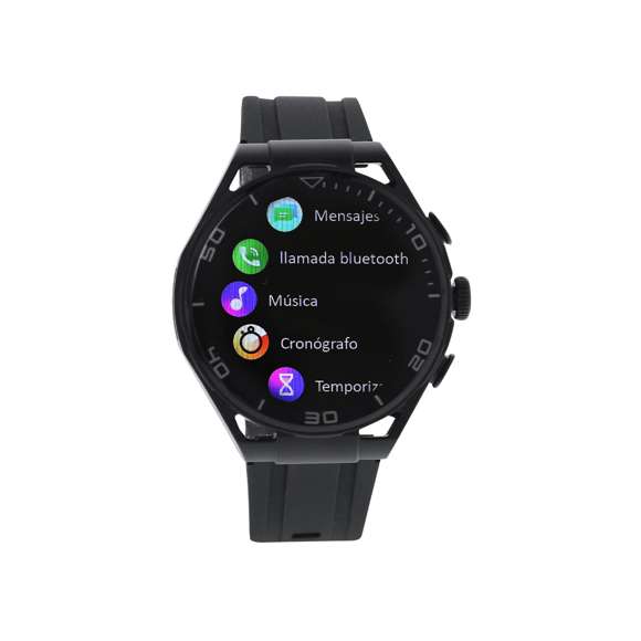 Reloj inteligente con conexión Bluetooth y auriculares integrados, con diseño sport de esfera redonda. Pantalla táctil IPS de 1,53" con resolución nítida. Incluye correas ajustables de tpu, sensores avanzados y batería de larga duración para un rendimiento óptimo. Compatible con iOS y Android, ideal para llamadas, música y monitoreo diario. Adaptado a tu ritmo y necesidades, con función de deporte, medidor de pulsaciones, distancia, pasos y calorías.  Disponible manual de instrucciones en español e inglés.