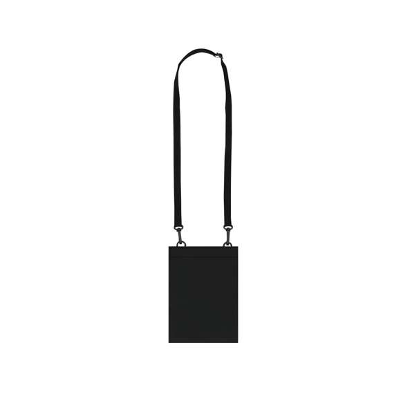 Portatodo fabricado en suave PU. Compartimento principal con cierre de velcro y amplia entrada con fuelle extensible. Incluye cinta ajustable plana con doble enganche de mosquetón giratorios.